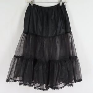 Rockabilly Vintage Repro Black Net Taffeta Slip S